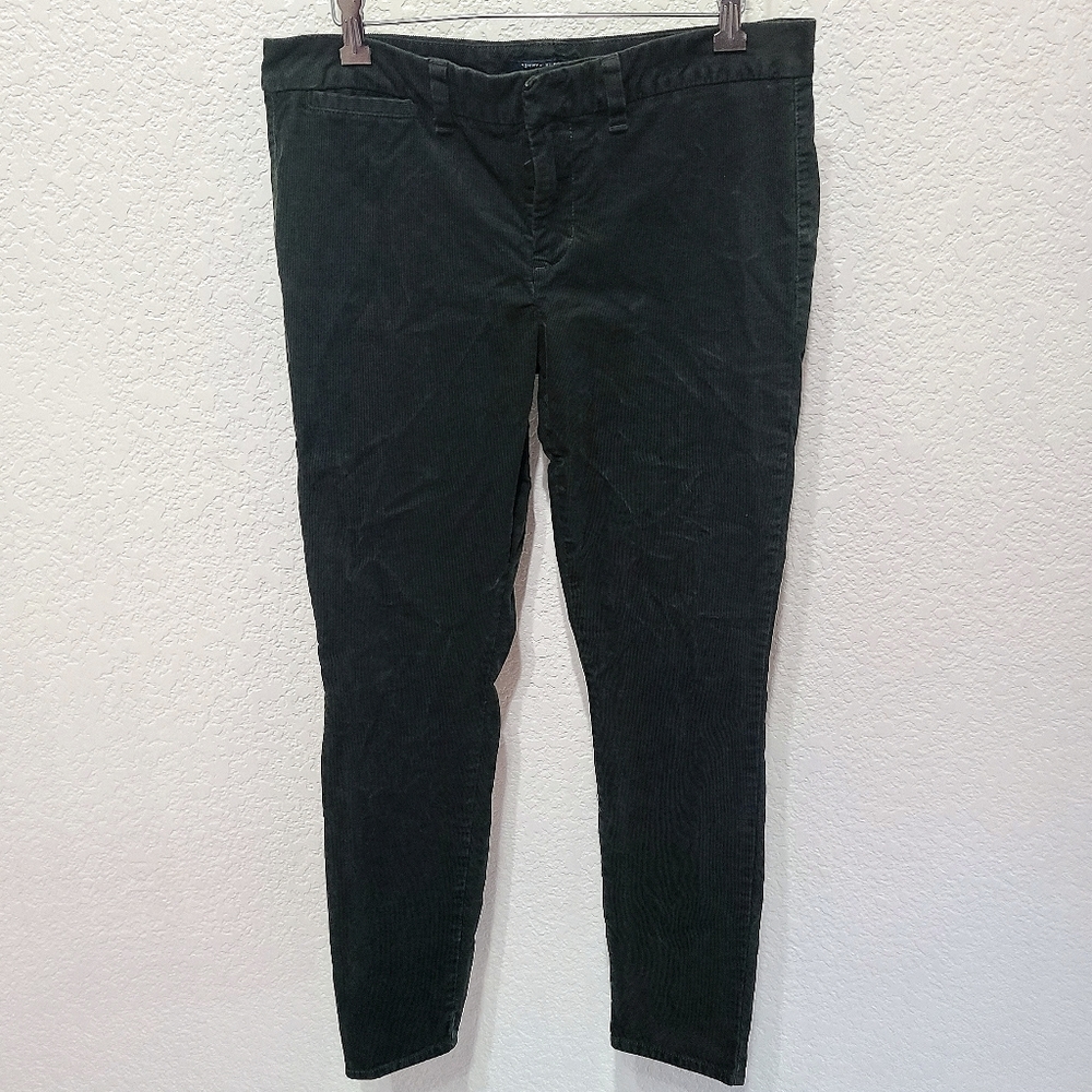 Tommy Hilfiger Dark Green Mid-Rise Corduroy Pants